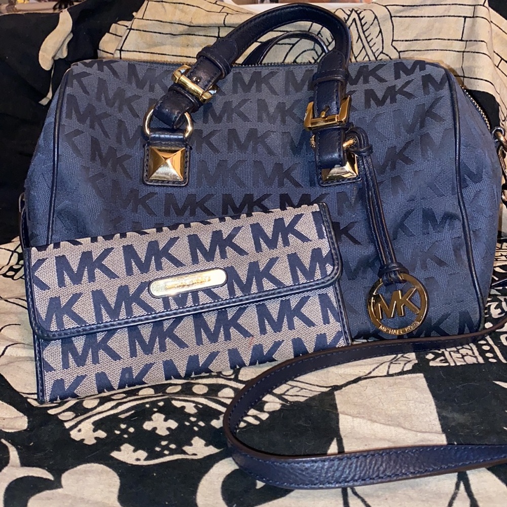 Blue MK purse with matching blue wallet